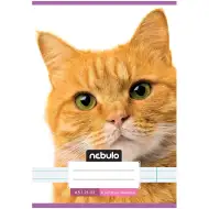 Nebulo: Spajalica za 4. razred, crvena bilježnica s uzorkom mačke, linijski, 21-32 A/5
