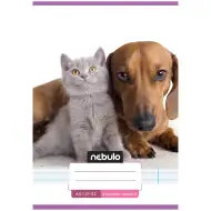 Nebulo: Uvezana bilježnica s crtama za 4. razred s motivom jazavčara i sive mačke, format A/5, 21-32