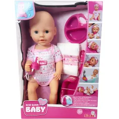 New Born Baby lutka koja piški s dodacima, 38 cm - Simba Toys