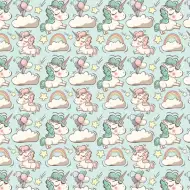 Pastelno obojeni omot papir s jednorozima 100x70 cm