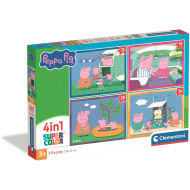 Peppa Prasić 4 u 1 Supercolor puzzle - Clementoni