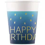 Plave papirnate čaše s natpisom "Sretan rođendan", set od 8 komada, 200 ml