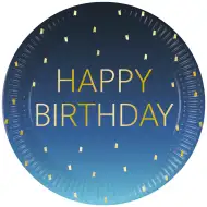 Plavi papirnati tanjur s natpisom "Sretan rođendan" set od 8 komada, 23 cm