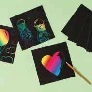 PlayBox: Crni voskom premazani papir za grebanje 15 x 15 cm, set od 10 kom.