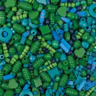 PlayBox: Drvene perle koje se mogu kuhati u plavoj i zelenoj boji, mješoviti set od 250g.