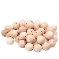 PlayBox: Prirodne drvene perle veličine 25mm, pakiranje od 50 komada.