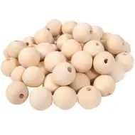 PlayBox: Prirodne drvene perle veličine 30mm, pakiranje od 50 komada.