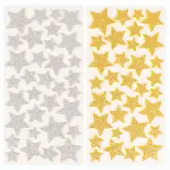 PlayBox: Set sjajnih zlatnih i srebrnih zvjezdanih naljepnica, 132 komada