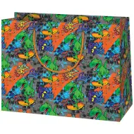 Poklon vrećica srednje veličine s T-Rexom na skateboardu 18x10x23cm