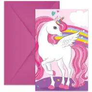 Pozivnica za zabavu s duginim jednorogom s omotnicom, set od 6 komada