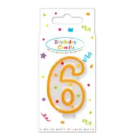 Rođendanska točkasta svijeća broj 6