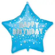 Rođendanski folija balon – Plavi sa zvjezdicama i natpisom „Happy Birthday” 46 cm
