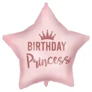 Rođendanski folija balon – s natpisom „Birthday Princess”, u obliku zvijezde, ružičasti, 46 cm