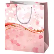Ružičasta torba za poklone s motivom srca, normalne veličine, ekskluzivna, 11x6x14 cm