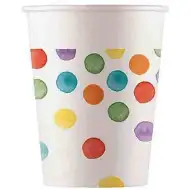 Šarene papirnate čaše s točkicama, set od 8 komada, 200 ml