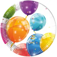 Sjajni tanjuri od papira s balonima, set od 8 komada