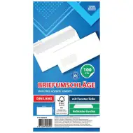 Spirit: Bijela omotnica s lijevim prozorom LA/4 11x23cm, paket od 100 komada