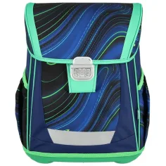 Spirit: Blue Stripes plavo-zelene pruge na crnoj podlozi školska torba, ruksak set od 4 komada 41x20x32cm slika 2