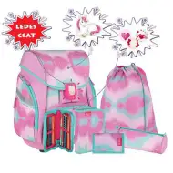 Spirit: Ergonomski set školskih torbi s 3D uzorkom jednoroga, 5 komada, s LED osvjetljenjem, 34x22x41cm