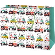 Srednja poklon vrećica s uzorkom hitne pomoći, policije i vatrogasaca 23x10x17,8 cm