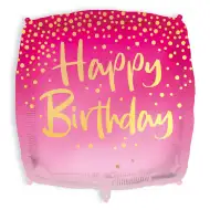 Sretan rođendan balon kvadratnog oblika 46 cm - ružičasti
