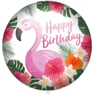 Sretan rođendan folija balon – Dizajn s flamingom 46cm