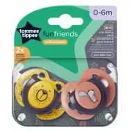 Tommee Tippee: FunFriends ortodontski set duda, 2 komada, razne varijante (0–6 mjeseci)
