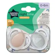 Tommee Tippee: Noćni set od 2 ortodontske dudice koje svijetle u mraku, razne varijante (0-6 mjeseci)