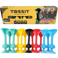 Tossit Family Pack – crvena, tirkizna, plava, žuta društvena igra sa strelicama s usisnim čepovima