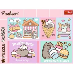 Upoznajte mačku Pusheen — puzzle 4 x 250 kom. - Trefl slika 2