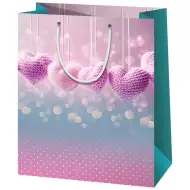 Velika poklon vrećica s kukičanim srcima 27x14x33cm