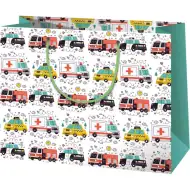 Velika poklon vrećica s uzorkom hitne pomoći, policije i vatrogasaca 33x26,7x13,7 cm