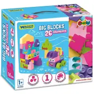 Veliki set građevinskih blokova s ružičastim elementima 26 komada - Wader