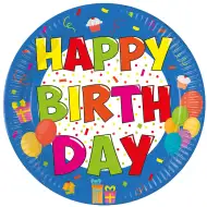 Veseli šareni papirnati tanjuri s natpisom "Sretan rođendan" set od 8 komada