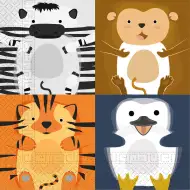 Veseli set papirnatih salveta s motivima životinja – dvoslojni, 33x33 cm, 20 komada