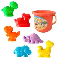 Veseli set za pijesak s dinosaurima s grabljicom