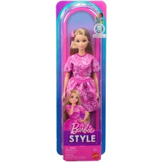 Barbie: Fashionista Prijateljice stylish modna lutka u ružičastoj haljini s uzorkom marame - Mattel