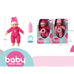 Beba u pidžami sa dudom i bočicom za bebe u dvije verzije slika 2
