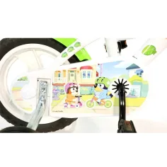 Bluey 12” dječji bicikl s držačem za boce i bočnim kotačima u bijelo-plavoj-zelenoj boji – Dino Bikes bicikl slika 4