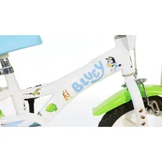 Bluey 12” dječji bicikl s držačem za boce i bočnim kotačima u bijelo-plavoj-zelenoj boji – Dino Bikes bicikl slika 5