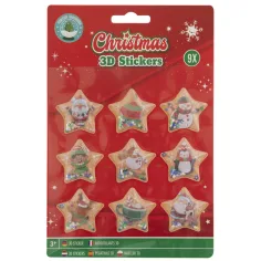 Božićna 3D naljepnica, paket od 9 komada, razne - 1 kom