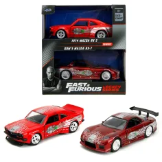 Brzi i žestoki: Set metalnih automobila Dom Mazda RX-7 i 1974 Mazda RX-3 – Jada Toys