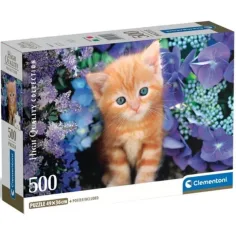 Crvena mačka među cvijećem 500kom HQC kompakt puzzle - Clementoni slika 1