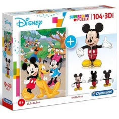 Disney: Mickey miš 104 komadni puzzle + 3D Mickey model - Clementoni