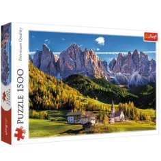 Dolina Val di Funes, Dolomiti - Italija 1500 dijelova puzzle -Trefl