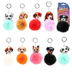 Fluffy Pom-Pom psić privjesci za ključeve u više varijanti 1 kom