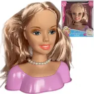 Glava lutke plave duge kose za češljanje s ukosnicama i dodacima