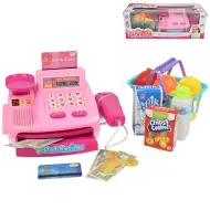 Happy Shopping: Ružičasta kasa s proizvodima, zvukom i dodacima 22x10x15cm