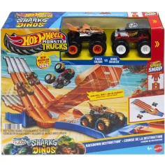 Hot Wheels Monster Trucks: Potjera staze s 2 mala automobila - Mattel