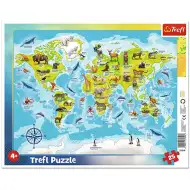 Karta svijeta sa životinjama puzzle sa okvirom 25kom - Trefl